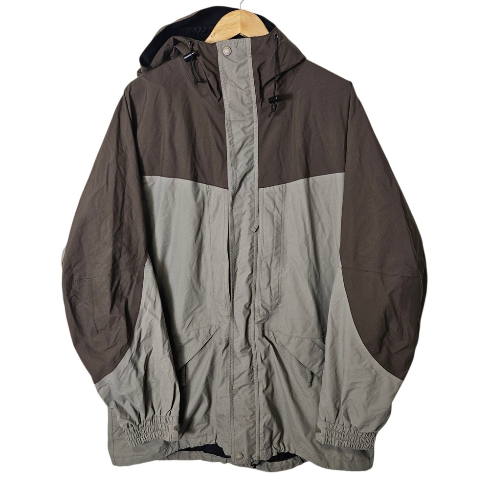 Cabelas Gore-Tex Outdoor Gear Jacket Mens XL Brown Gray Hooded Waterproof Coat